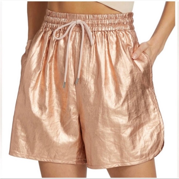 ALC Linen Metallic Rose Gold Shorts - Picture 2 of 12